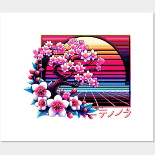 Vaporwave Japanese Cherry Blossom Posters and Art